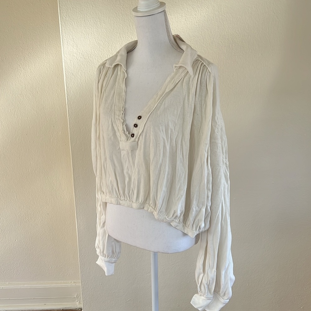 NWT Free People white long sleeve crop top - Picture 2 of 7